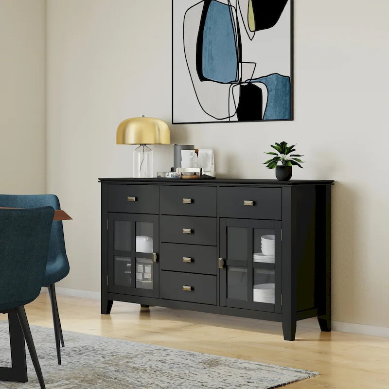 Bahut en bois massif de style transitionnel multicolore, 54 po de large