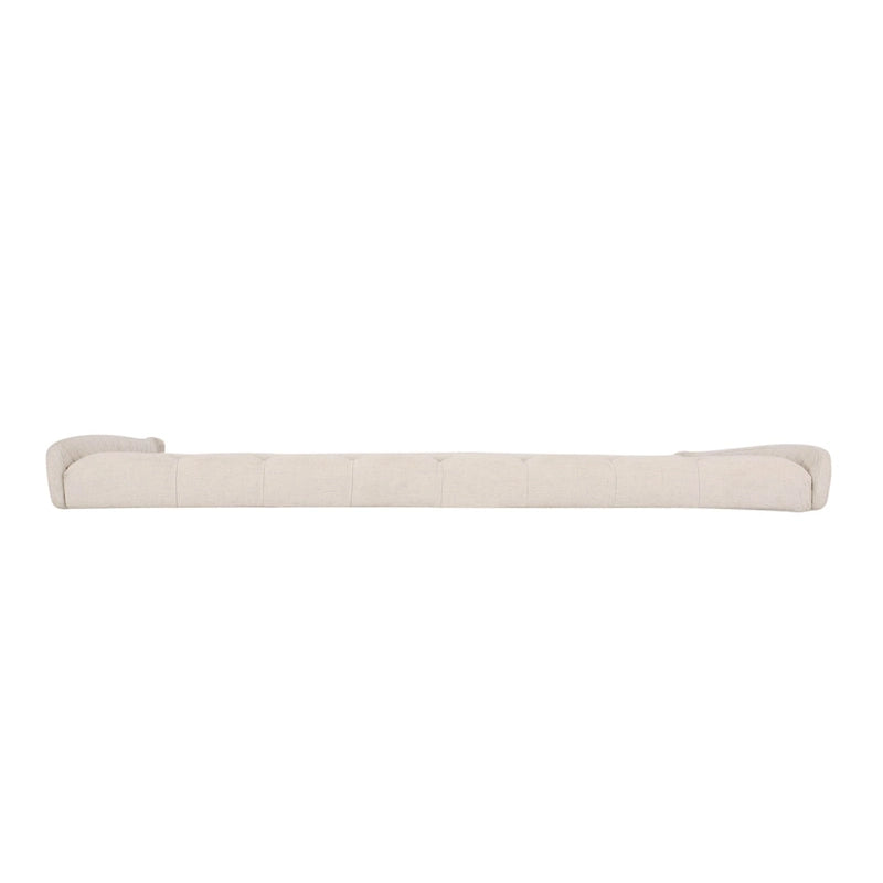 Tête de lit Queen rembourrée à oreilles, boutonnée, beige/blanc cassé/gris foncé, 1 personne