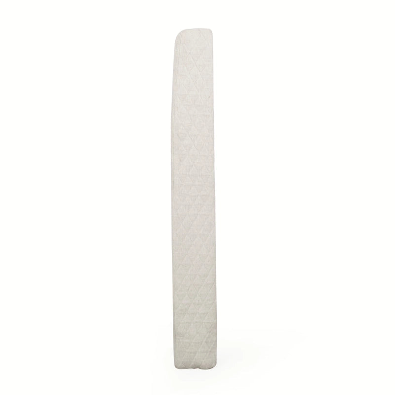 Tête de lit Queen rembourrée à oreilles, boutonnée, beige/blanc cassé/gris foncé, 1 personne