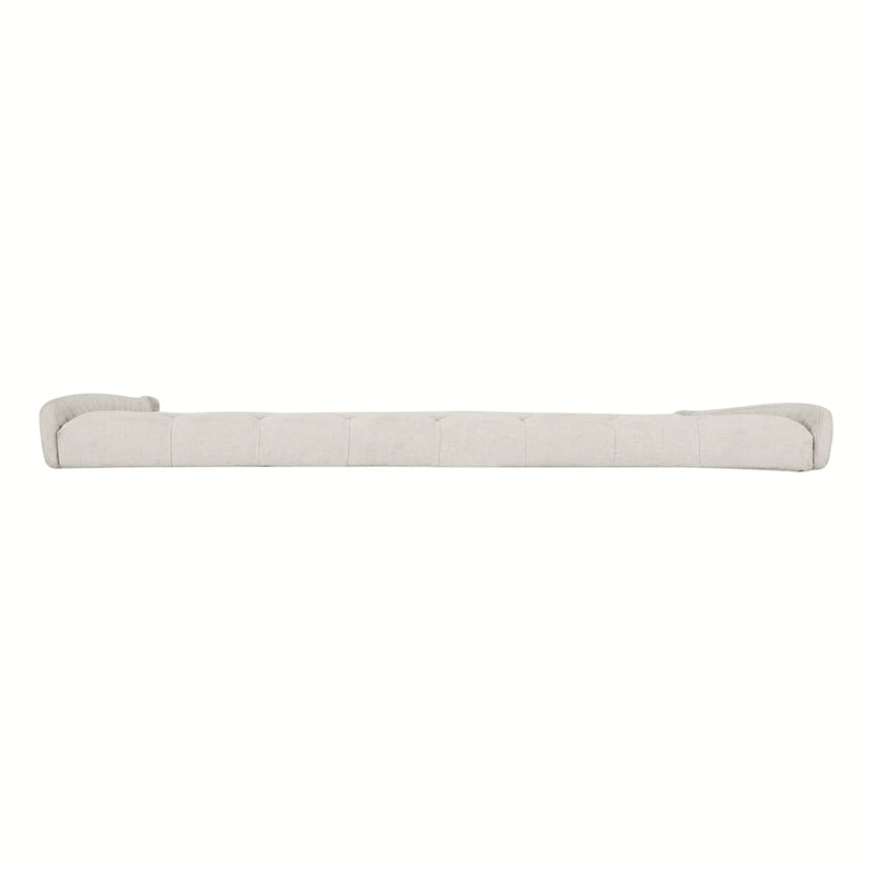 Tête de lit Queen rembourrée à oreilles, boutonnée, beige/blanc cassé/gris foncé, 1 personne