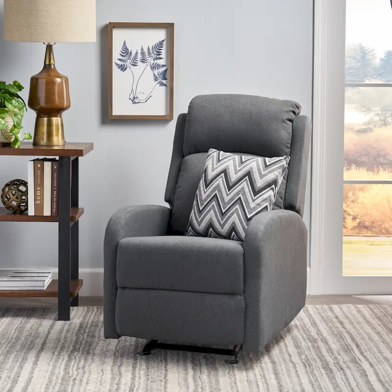 Fauteuil inclinable à bascule en tissu, simple, bleu marine/gris foncé et noir
