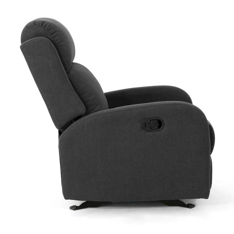 Fauteuil inclinable à bascule en tissu, simple, bleu marine/gris foncé et noir