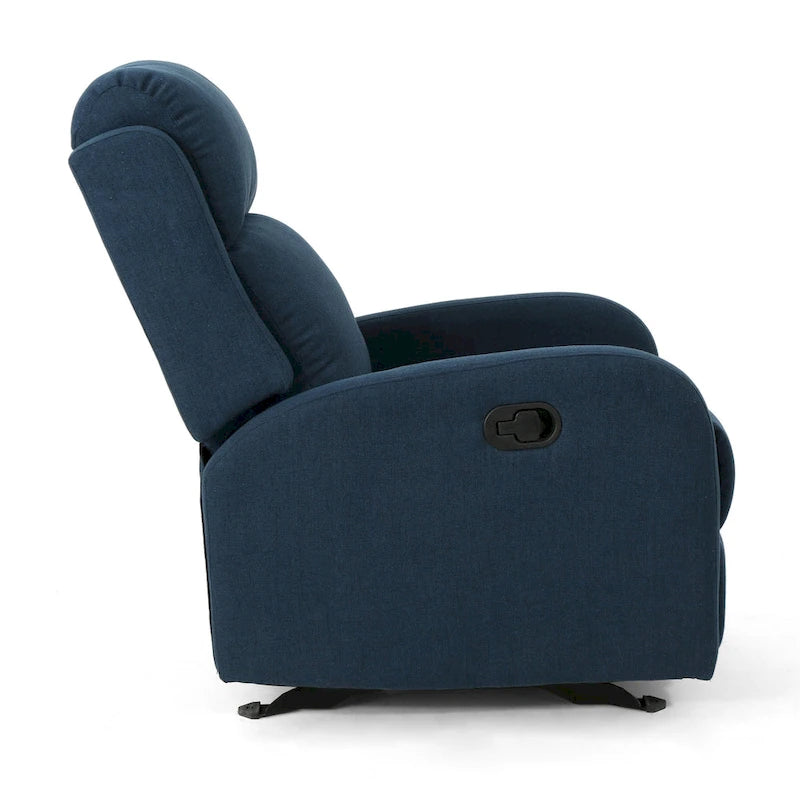 Fauteuil inclinable à bascule en tissu, simple, bleu marine/gris foncé et noir