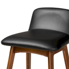 Tabouret de comptoir mi-siècle noir et noyer, lot de 2