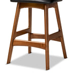 Tabouret de comptoir mi-siècle noir et noyer, lot de 2