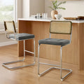 Gris/Blanc cassé/Marron/Olive/Orange/Vert, Similicuir et Rotin, Tabouret de comptoir, Lot de 2