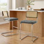 Gris/Blanc cassé/Marron/Olive/Orange/Vert, Similicuir et Rotin, Tabouret de comptoir, Lot de 2