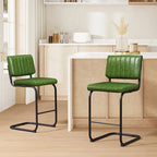 Gris/Blanc cassé/Marron/Olive/Orange/Vert, Similicuir et Rotin, Tabouret de comptoir, Lot de 2