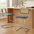 Gris/Blanc cassé/Marron/Olive/Orange/Vert, Similicuir et Rotin, Tabouret de comptoir, Lot de 2