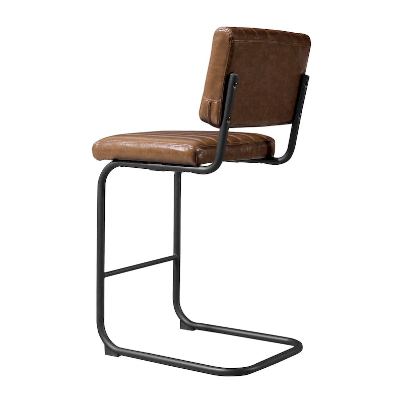 Gris/Blanc cassé/Marron/Olive/Orange/Vert, Similicuir et Rotin, Tabouret de comptoir, Lot de 2
