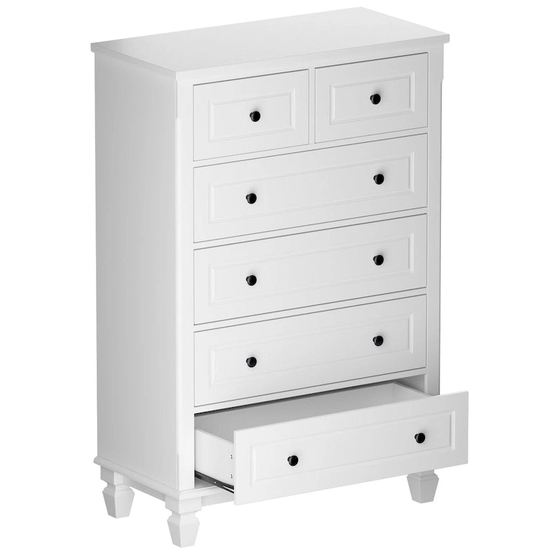 Commode blanche à 6 tiroirs, style moderne, pour 1 personne