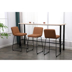 Tabouret de comptoir en similicuir noir / camel / blanc, lot de 3