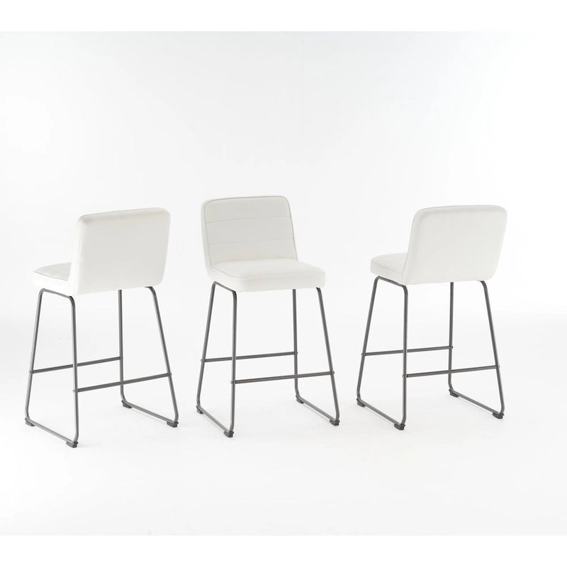 Tabouret de comptoir en similicuir noir / camel / blanc, lot de 3