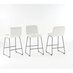 Tabouret de comptoir en similicuir noir / camel / blanc, lot de 3