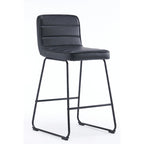 Tabouret de comptoir en similicuir noir / camel / blanc, lot de 3