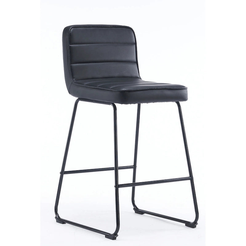 Tabouret de comptoir en similicuir noir / camel / blanc, lot de 3