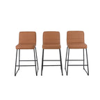 Tabouret de comptoir en similicuir noir / camel / blanc, lot de 3