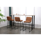 Tabouret de comptoir en similicuir noir / camel / blanc, lot de 3