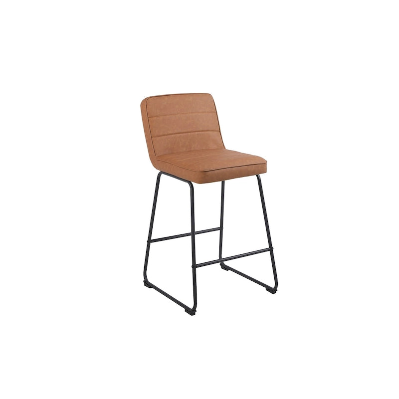 Tabouret de comptoir en similicuir noir / camel / blanc, lot de 3