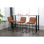 Tabouret de comptoir en similicuir noir / camel / blanc, lot de 3