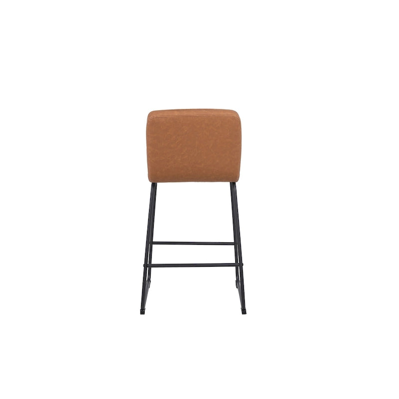 Tabouret de comptoir en similicuir noir / camel / blanc, lot de 3
