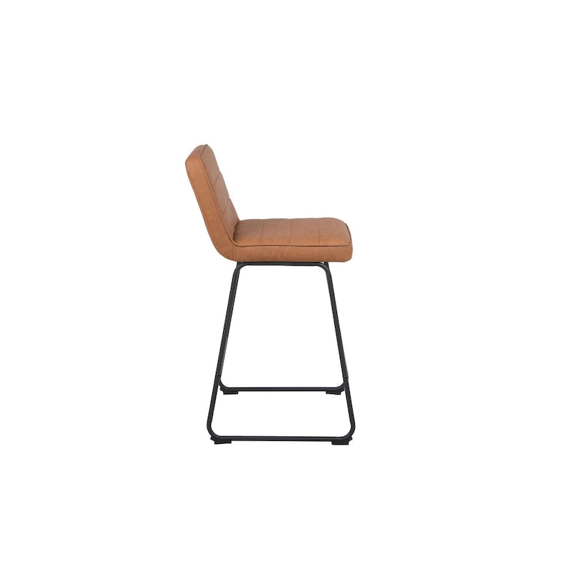Tabouret de comptoir en similicuir noir / camel / blanc, lot de 3