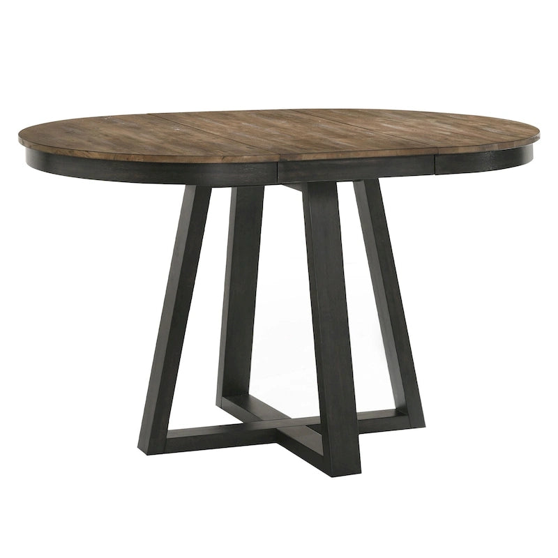 Table de comptoir ronde extensible Noyer & Pécan, 4-6 places