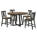 Table de comptoir ronde extensible Noyer & Pécan, 4-6 places