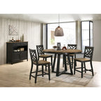 Table de comptoir ronde extensible Noyer & Pécan, 4-6 places