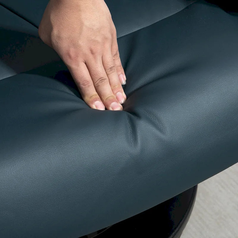Fauteuil inclinable de massage gris/bleu avec ottoman, pivotant à 360°, cuir PU, 1 personne