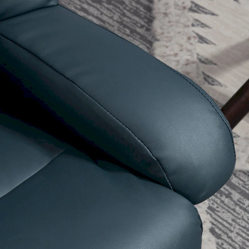 Fauteuil inclinable de massage gris/bleu avec ottoman, pivotant à 360°, cuir PU, 1 personne