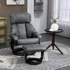 Fauteuil inclinable de massage gris/bleu avec ottoman, pivotant à 360°, cuir PU, 1 personne