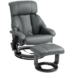 Fauteuil inclinable de massage gris/bleu avec ottoman, pivotant à 360°, cuir PU, 1 personne