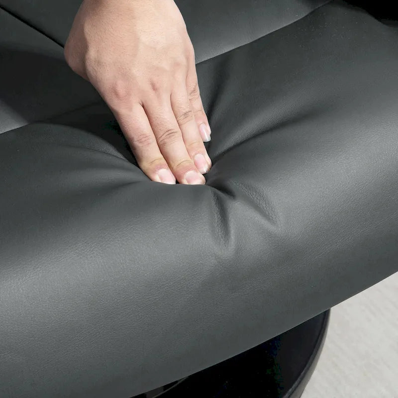 Fauteuil inclinable de massage gris/bleu avec ottoman, pivotant à 360°, cuir PU, 1 personne