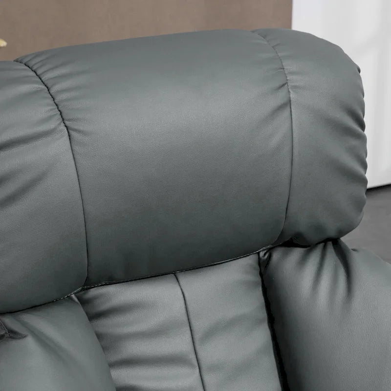 Fauteuil inclinable de massage gris/bleu avec ottoman, pivotant à 360°, cuir PU, 1 personne