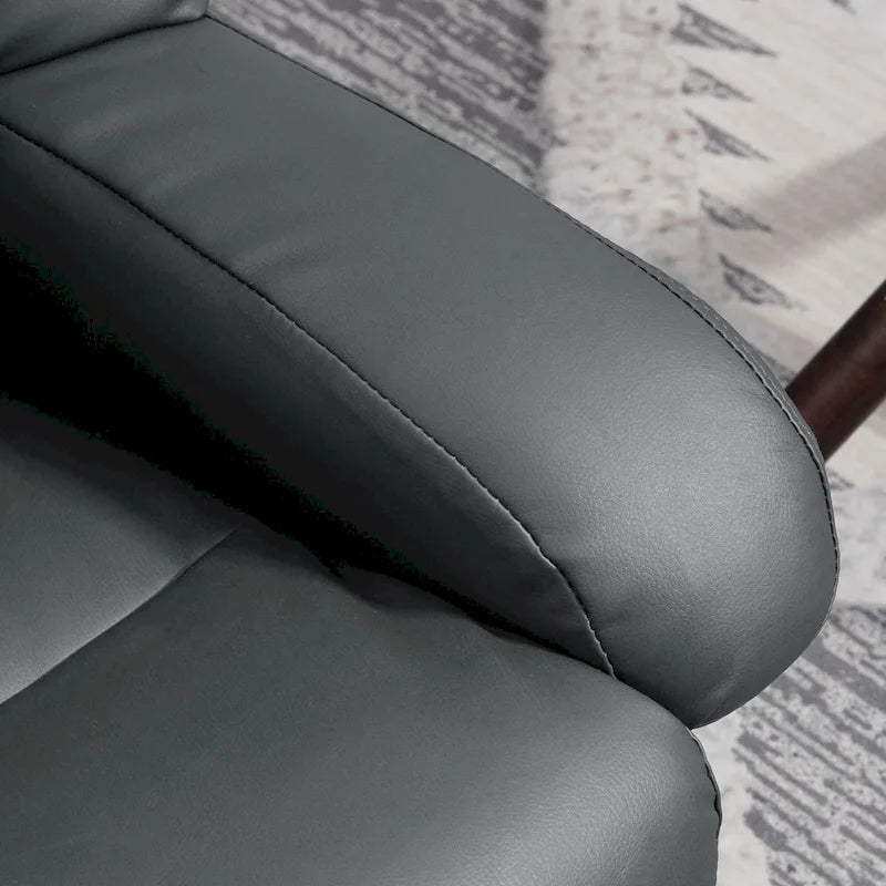 Fauteuil inclinable de massage gris/bleu avec ottoman, pivotant à 360°, cuir PU, 1 personne