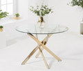 Table à manger ronde en verre avec piétement étoile doré, 2-4 places
