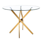Table à manger ronde en verre avec piétement étoile doré, 2-4 places