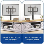 Meuble TV blanc/gris/noir avec porte coulissante de style ferme, convient aux téléviseurs jusqu'à 65 pouces, pour 1 à 2 utilisateurs