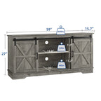 Meuble TV blanc/gris/noir avec porte coulissante de style ferme, convient aux téléviseurs jusqu'à 65 pouces, pour 1 à 2 utilisateurs