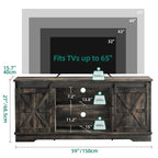 Meuble TV blanc/gris/noir avec porte coulissante de style ferme, convient aux téléviseurs jusqu'à 65 pouces, pour 1 à 2 utilisateurs