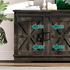 Meuble TV blanc/gris/noir avec porte coulissante de style ferme, convient aux téléviseurs jusqu'à 65 pouces, pour 1 à 2 utilisateurs