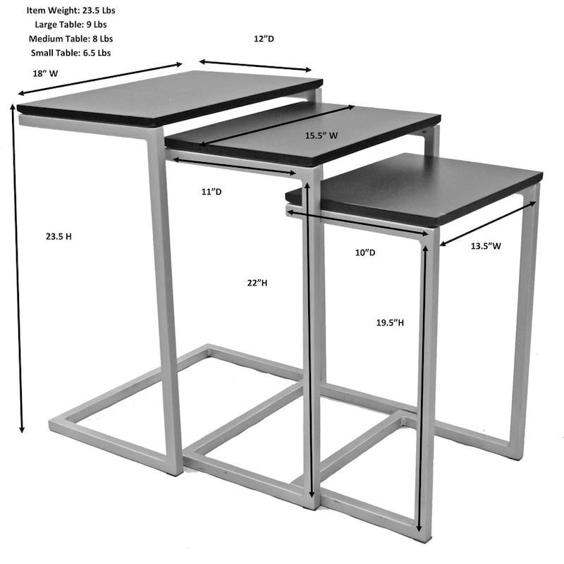Ensemble de 3 tables gigognes multicolores