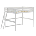 Lit mezzanine pleine taille avec échelle d'extrémité, couchage simple, en Pécane / Noyer / Argile