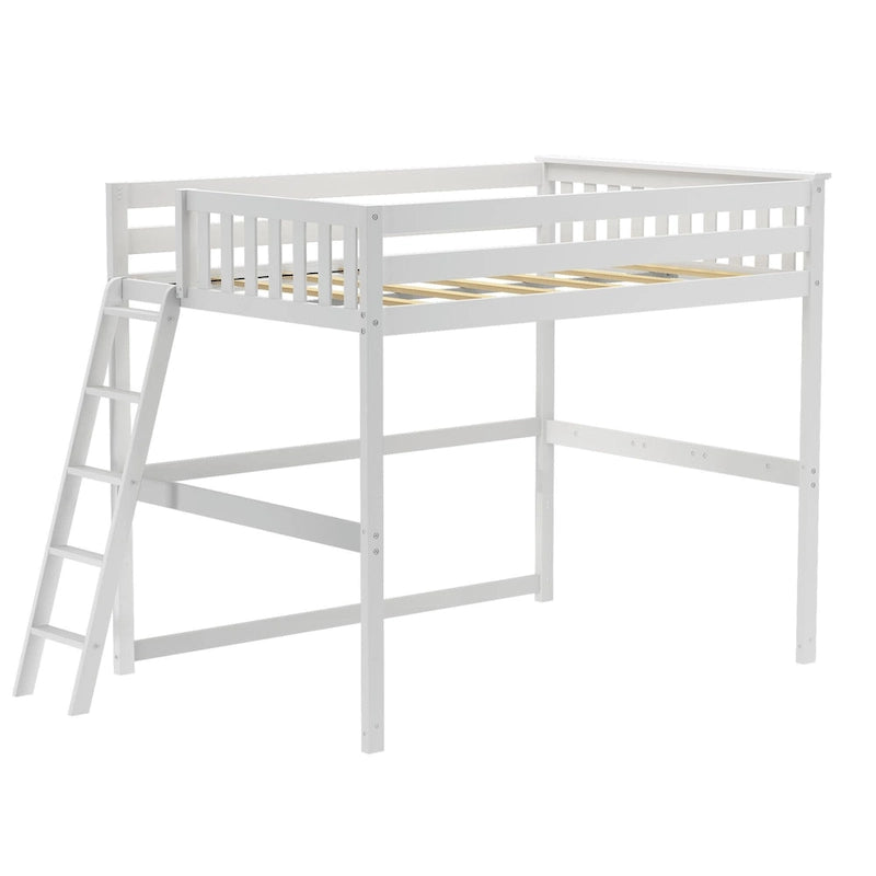 Lit mezzanine pleine taille avec échelle d'extrémité, couchage simple, en Pécane / Noyer / Argile
