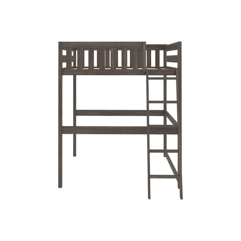 Lit mezzanine pleine taille avec échelle d'extrémité, couchage simple, en Pécane / Noyer / Argile