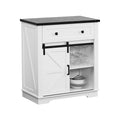 Meuble de bar à café avec porte coulissante de style ferme, blanc/noir, assemblage pour 1 à 2 personnes