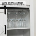 Meuble de bar à café avec porte coulissante de style ferme, blanc/noir, assemblage pour 1 à 2 personnes