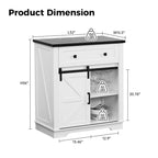 Meuble de bar à café avec porte coulissante de style ferme, blanc/noir, assemblage pour 1 à 2 personnes