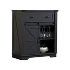 Meuble de bar à café avec porte coulissante de style ferme, blanc/noir, assemblage pour 1 à 2 personnes